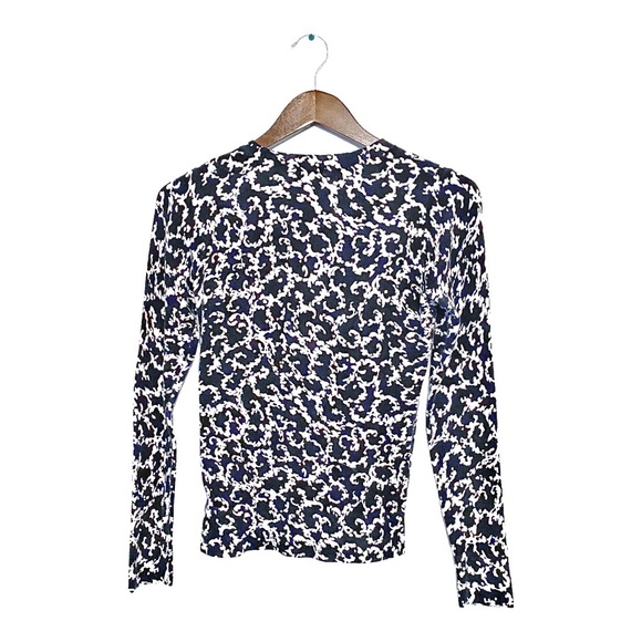 Merona Button Front Cardigan Sweater Black and White Etoile Pattern Stretch Top - Picture 10 of 16